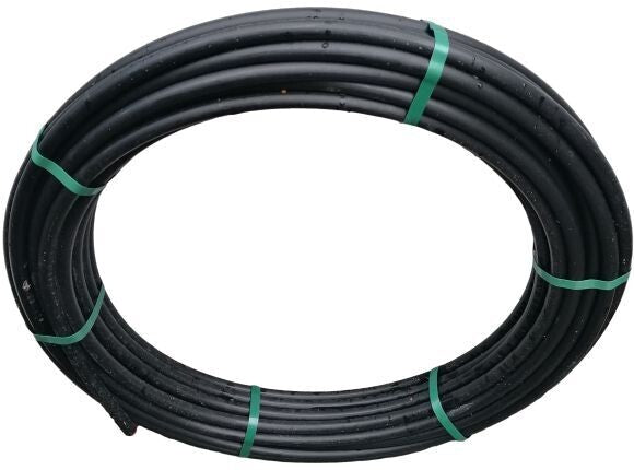 Black polyethylene irrigation pipe coil