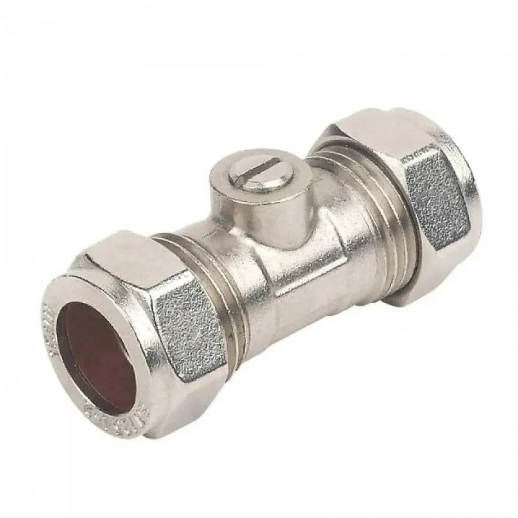 Chromed 15 mm copper isolating valve