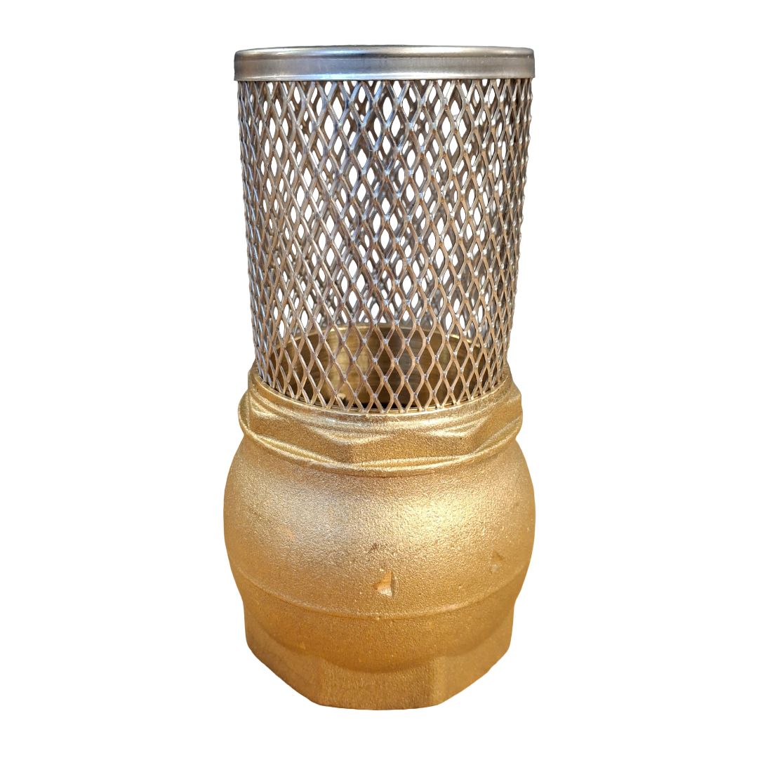 Brass non-return foot valve with stainless steel mesh strainer