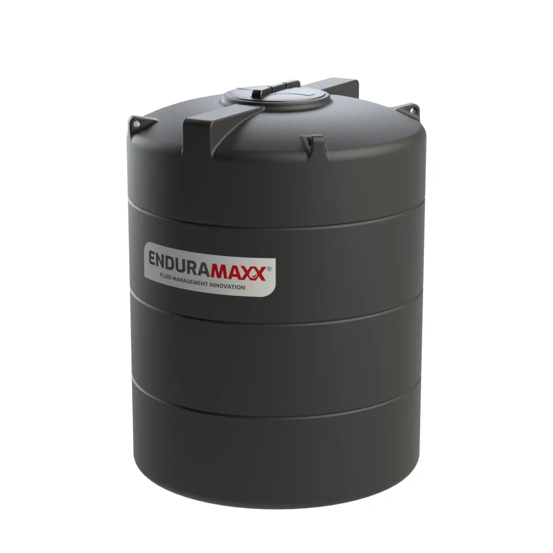 Enduramaxx Large Vertical Water Tanks — 2,500 L · non-potable · Ø1400 black tank with supplied lid