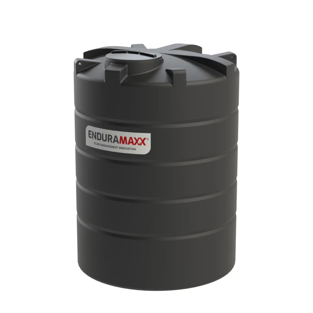 Enduramaxx Large Vertical Water Tanks — 6,000 L · non-potable · Ø1900 black tank with supplied lid