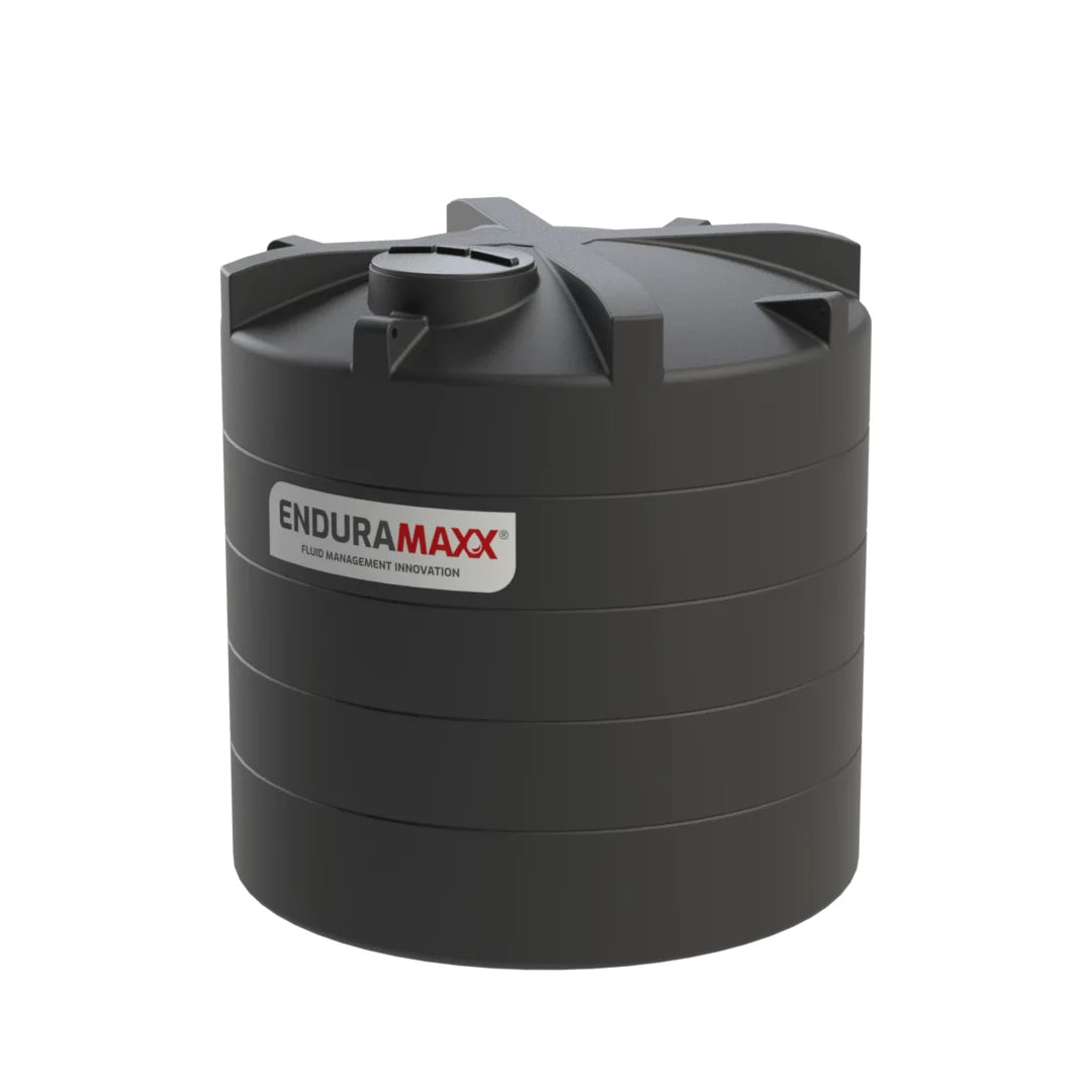 Enduramaxx Large Vertical Water Tanks — 12,500 L · non-potable · Ø2600 black tank with supplied lid
