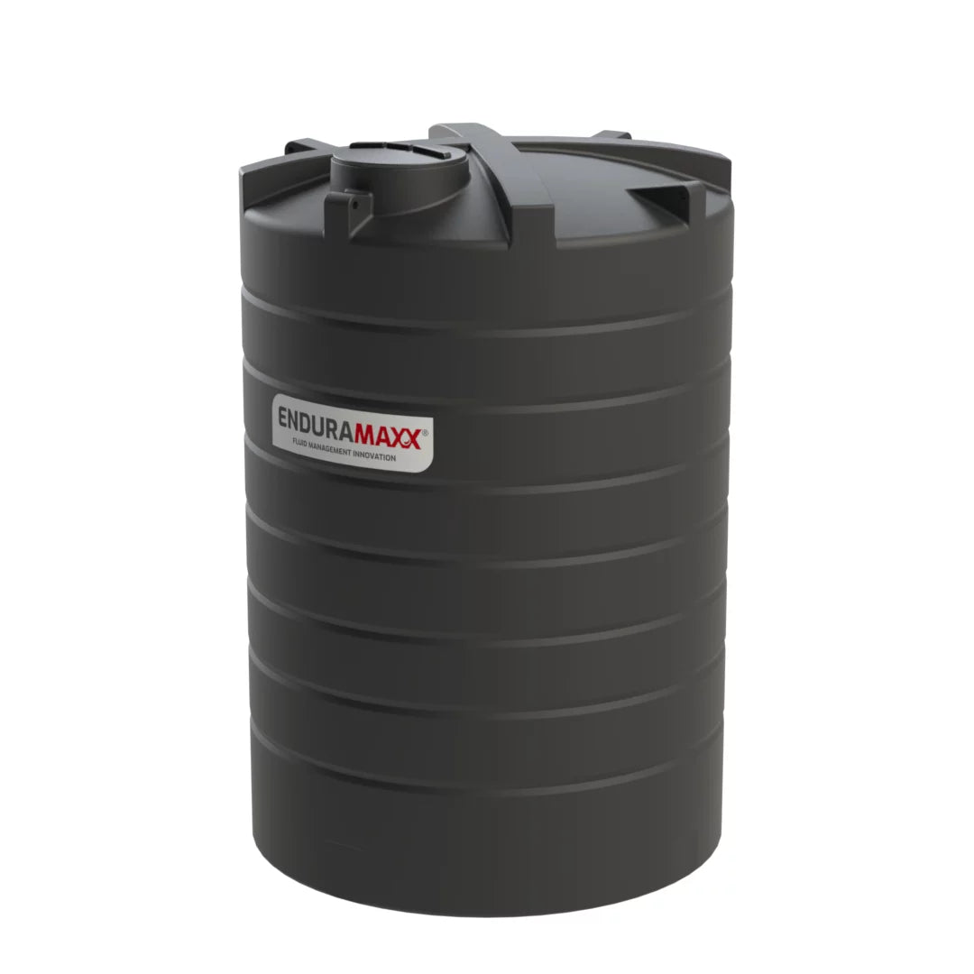 Enduramaxx Large Vertical Water Tanks — 15,000 L · non-potable · Ø2400 black tank with supplied lid