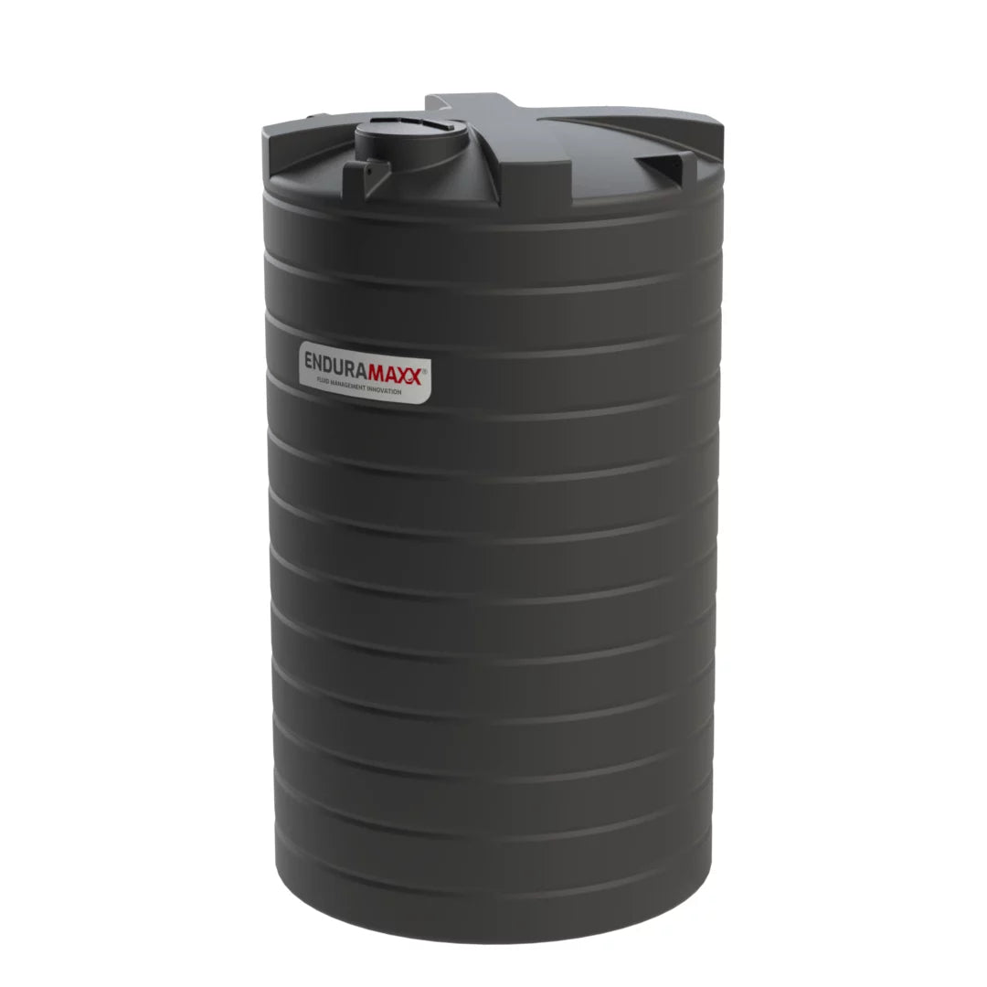 Enduramaxx Large Vertical Water Tanks — 25,000 L · non-potable · Ø2700 black tank with supplied lid
