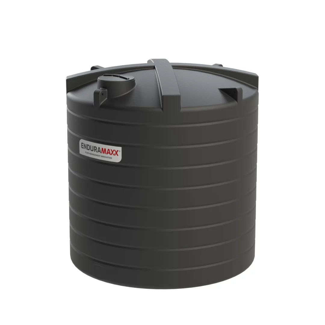Enduramaxx Large Vertical Water Tanks — 30,000 L · non-potable · Ø3450 black tank with supplied lid