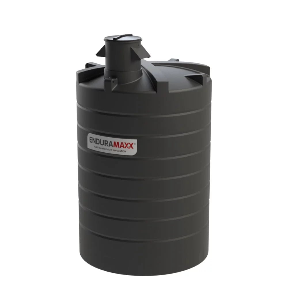 Enduramaxx Large Vertical Water Tanks — 15,000 L · CAT 5 · Ø2600 black tank with supplied lid