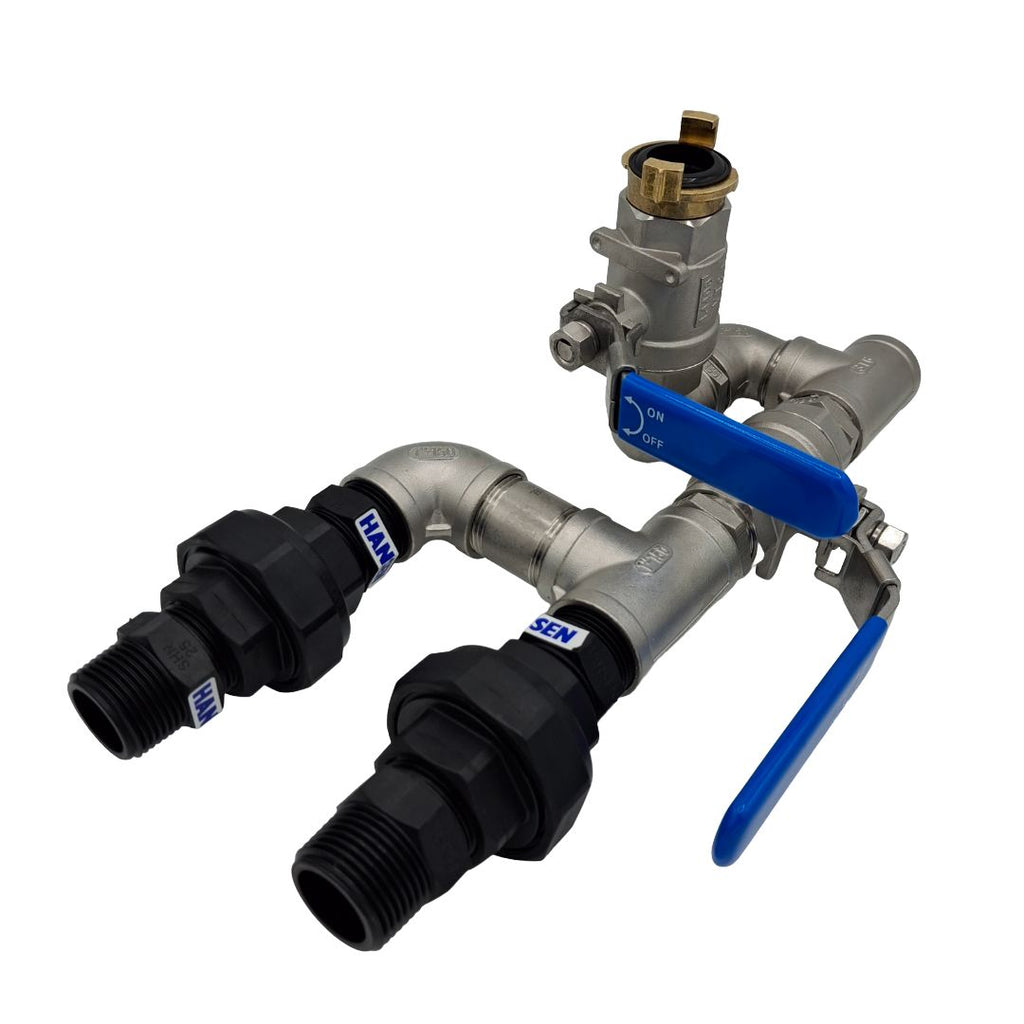 1" Stainless Steel Dual Valve with 1" Hand Point