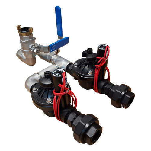 1" Stainless Steel Dual Valve with 1" Hand Point inc Hunter ICV Solenoid Valves