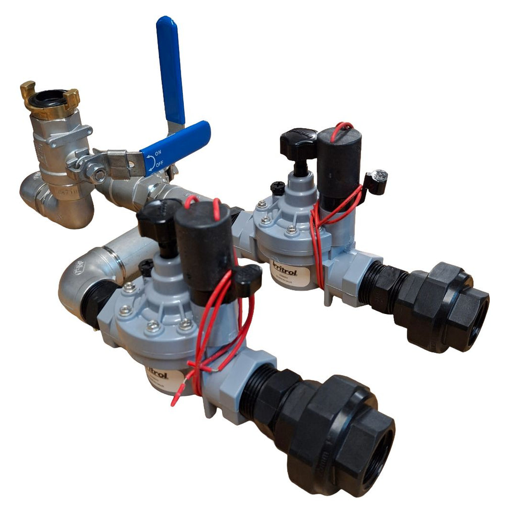 1" Stainless Steel Dual Valve with 1" Hand Point inc Irritrol 2500 Solenoid Valves
