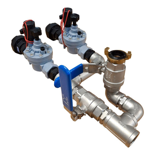 1" Stainless Steel Dual Valve with 1" Hand Point inc Irritrol 2500 Solenoid Valves