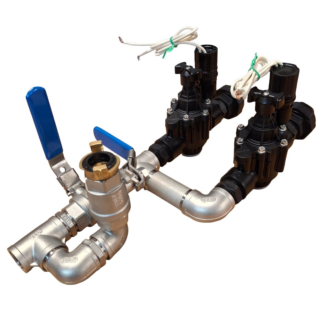 1" Stainless Steel Dual Valve with 1" Hand Point inc Rain Bird PGA Solenoid Valves