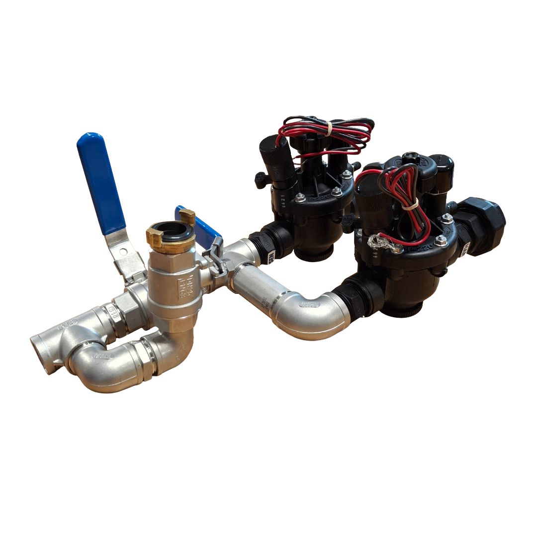 1" Stainless Steel Dual Valve with 1" Hand Point inc Toro P220 24VAC Solenoid Valves