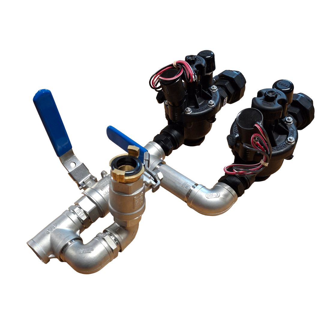 1" Stainless Steel Dual Valve with 1" Hand Point inc Toro P220 DC Solenoid Valves