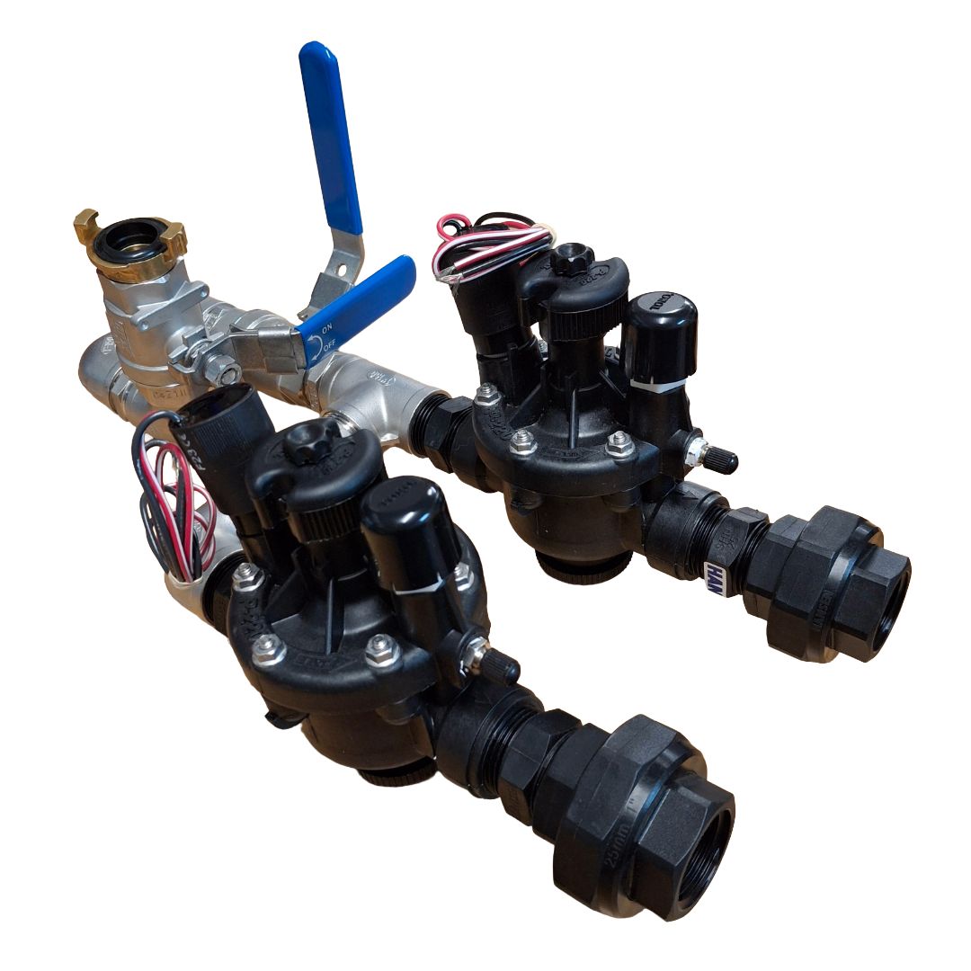 1" Stainless Steel Dual Valve with 1" Hand Point inc Toro P220 DC Solenoid Valves