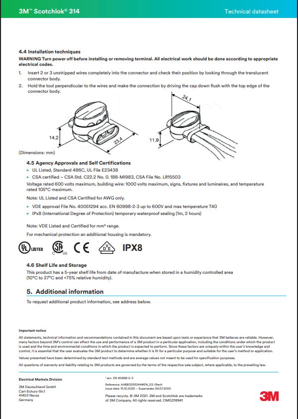 3M 314 Waterproof Cable Connector