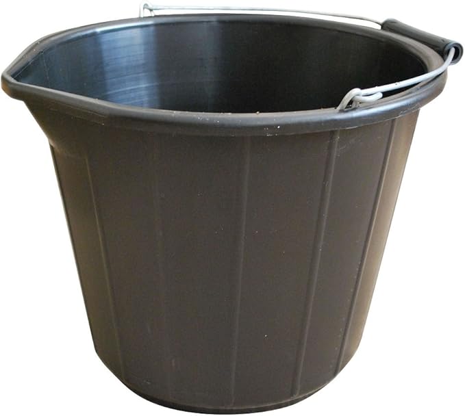 Black Plastic Builders Bucket 3 Gallon 14 Litre Water