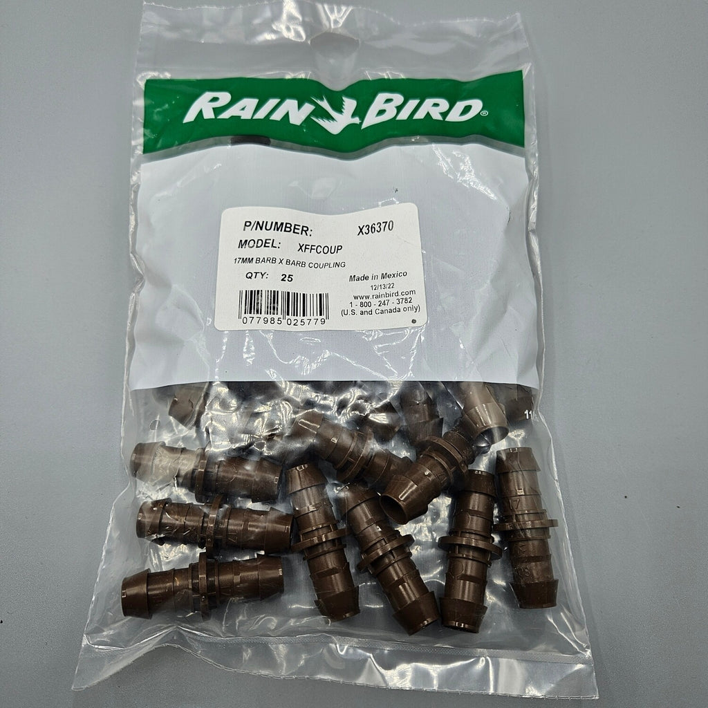 Barbed Coupler for 17mm Rain Bird XF Dripline - Bag of 25
