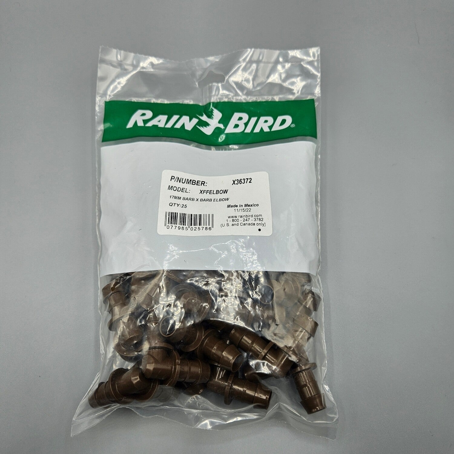 Barbed Elbow for 17mm Rain Bird XF Dripline - Bag of 25