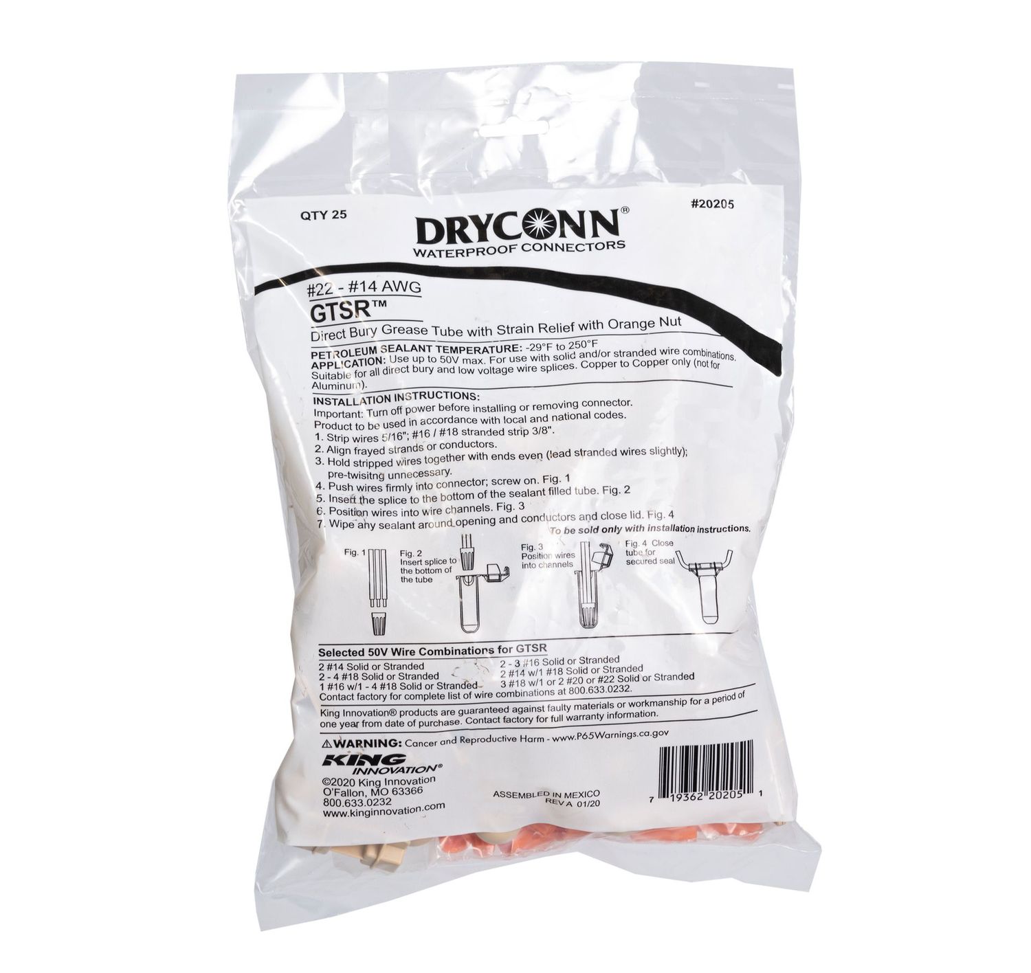 Dryconn Direct Bury GTSR with Orange  Wire Connector (Grease Pod) x25