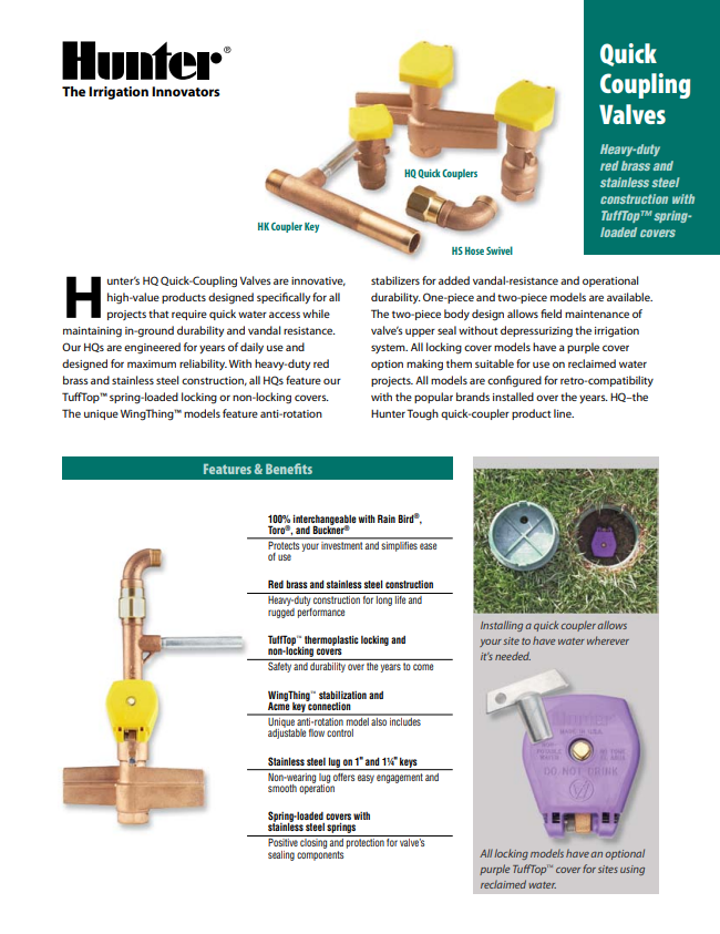Hunter Quick Coupling Valve Key