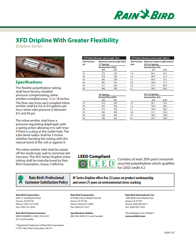 Rain Bird XFD Above Ground Dripline