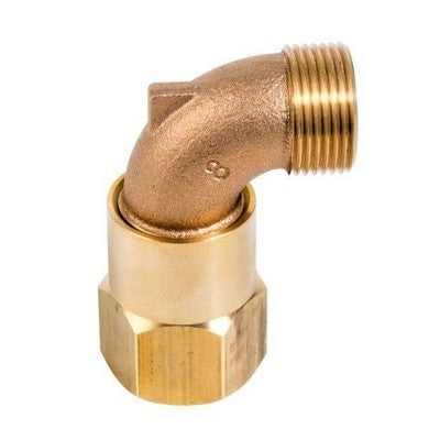 Bronze elbow pipe fitting on a white background