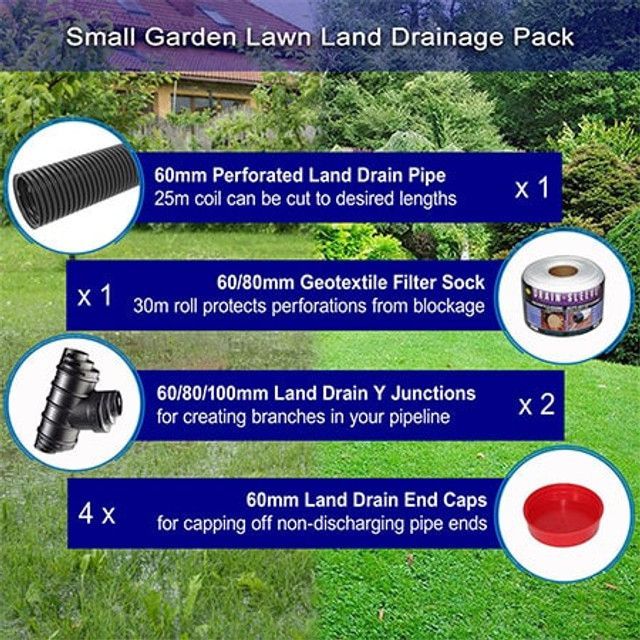 Small Garden Lawn Land Drainage 60mm Pack