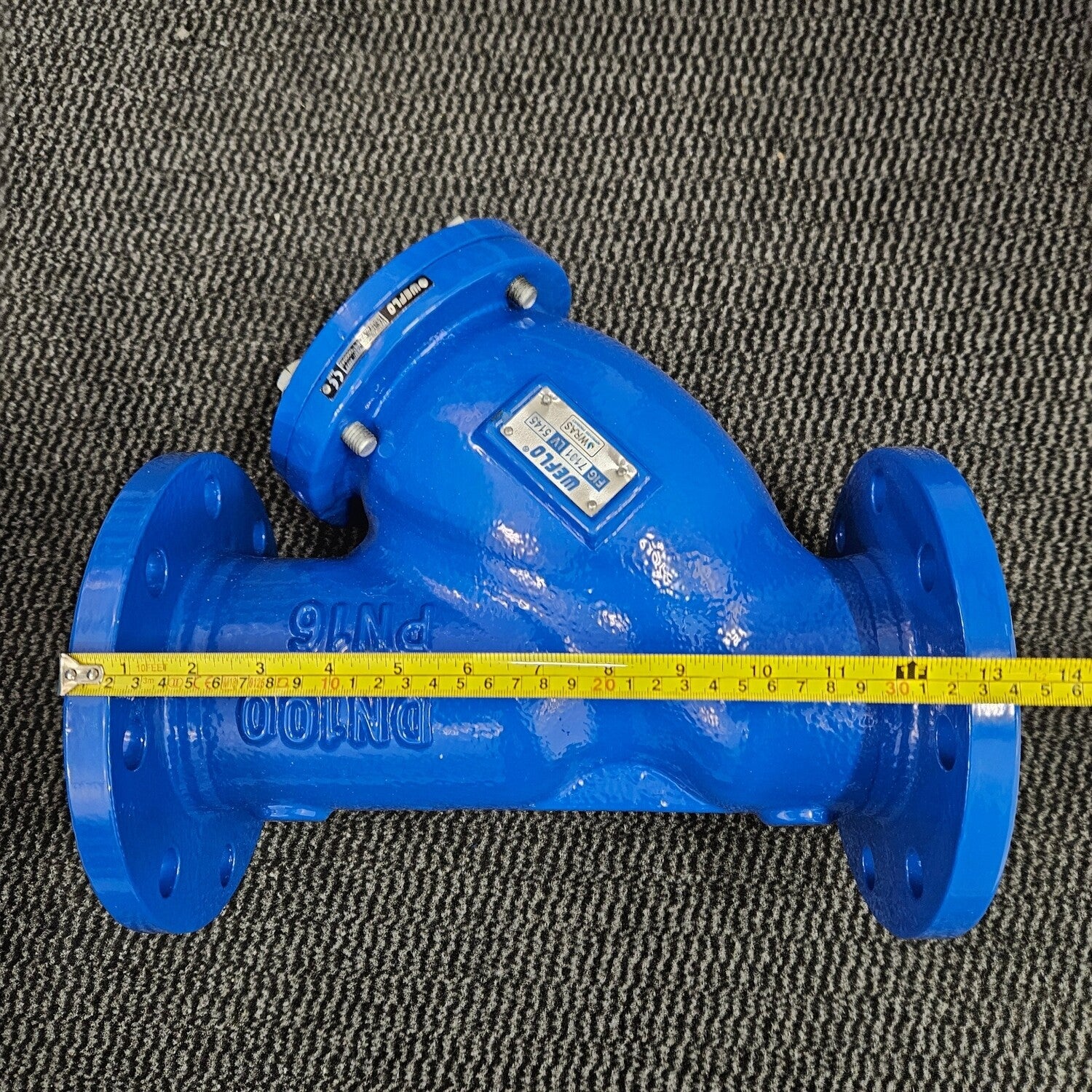 Y-Strainer DN100 4" PN16 Cast Iron Epoxy Coated Flanged 3mm Stainless Screen