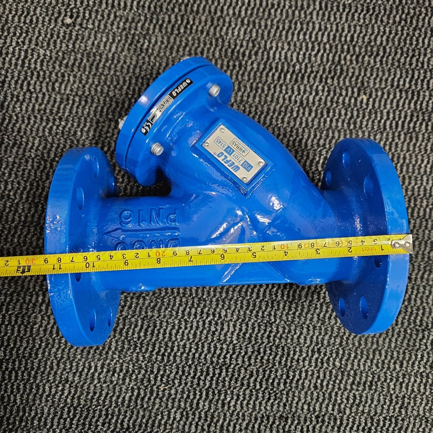 Y-Strainer DN80 3" PN16 Cast Iron Epoxy Coated Flanged 3mm Stainless Screen