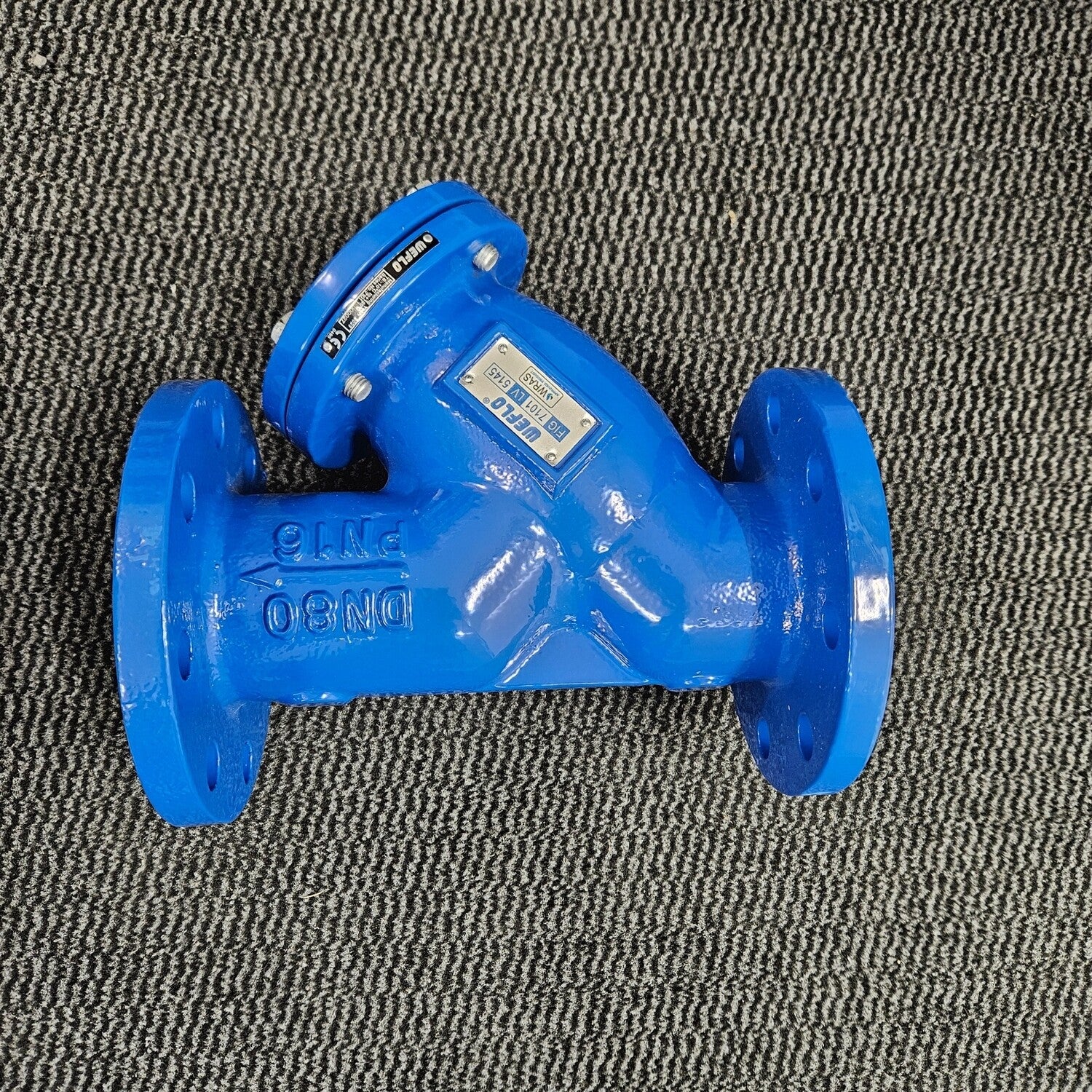 Y-Strainer DN80 3" PN16 Cast Iron Epoxy Coated Flanged 3mm Stainless Screen
