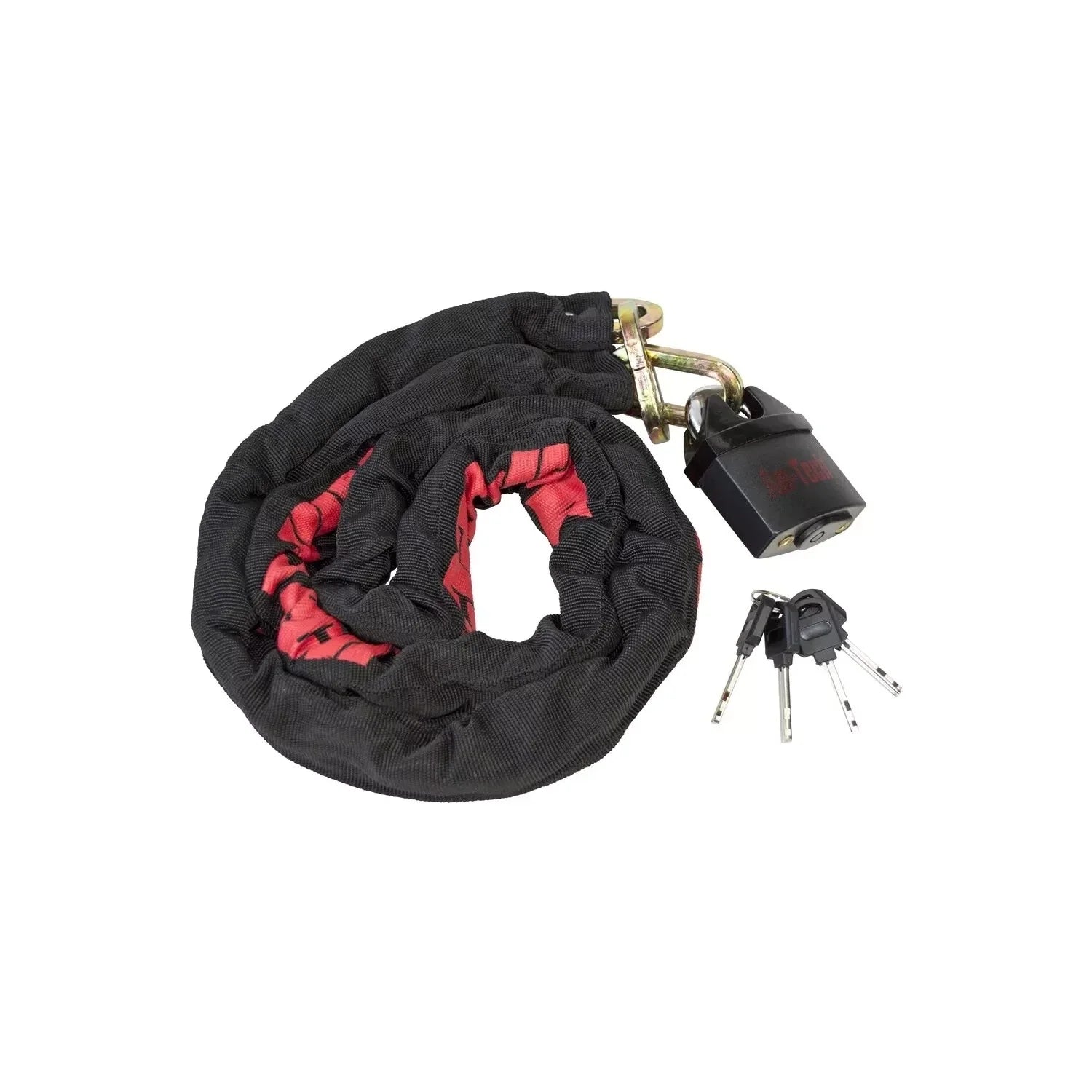 Amtech S3280 sleeved security chain coiled with padlock and keys