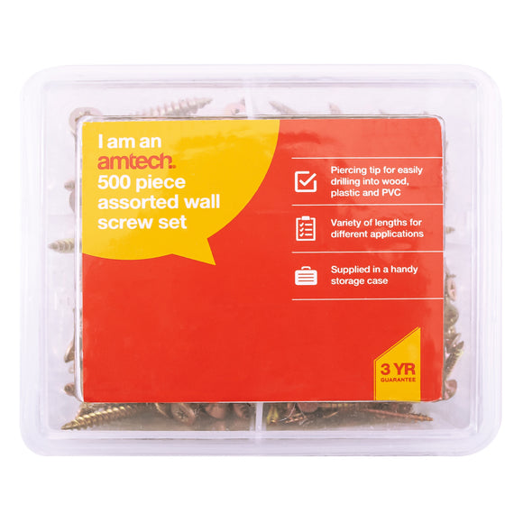 Amtech S5037 500-piece assorted wood screw set