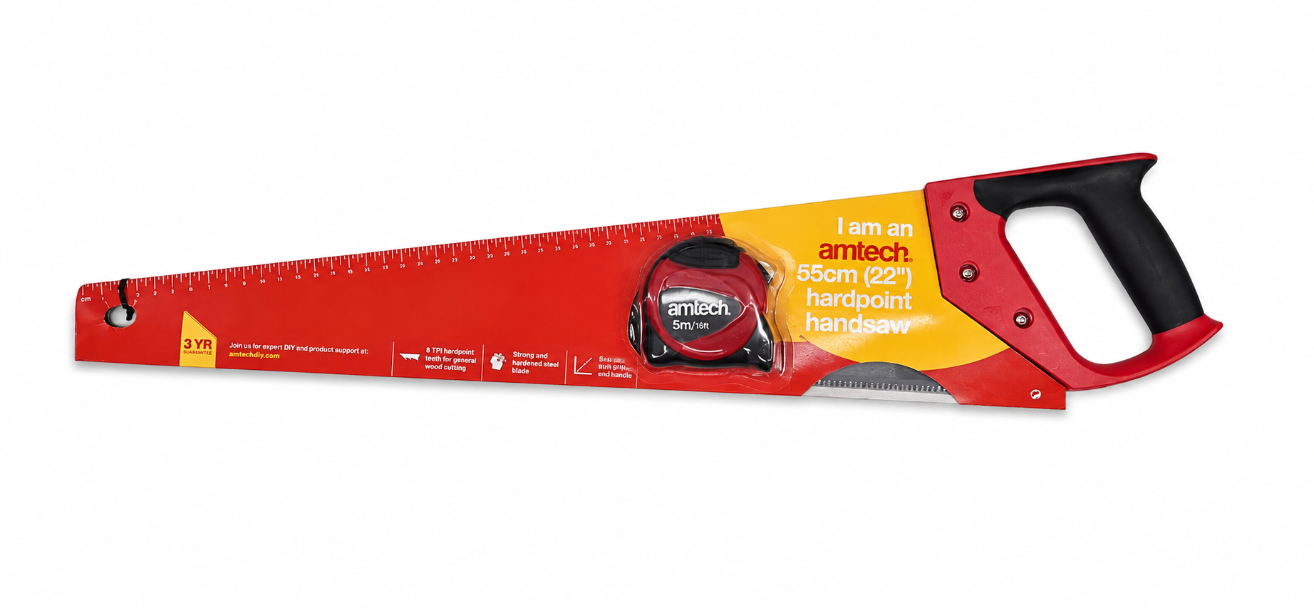 Amtech ZQP001 550 mm handsaw with included 5 m tape measure