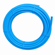 Blue MDPE water pipe coil for water-supply installations