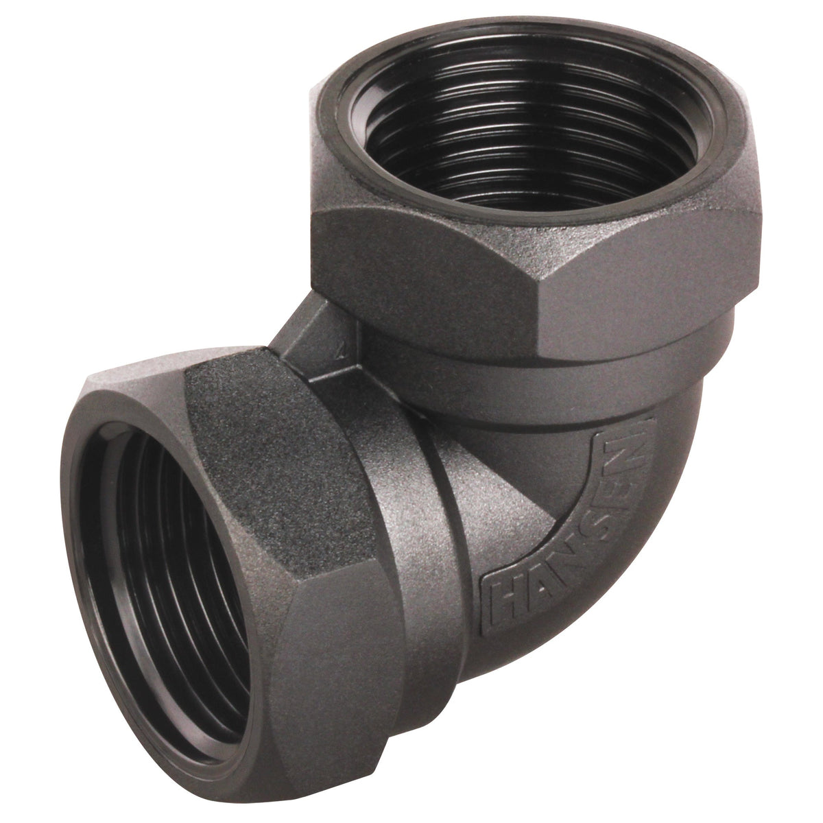Black female BSPT threaded elbow fitting