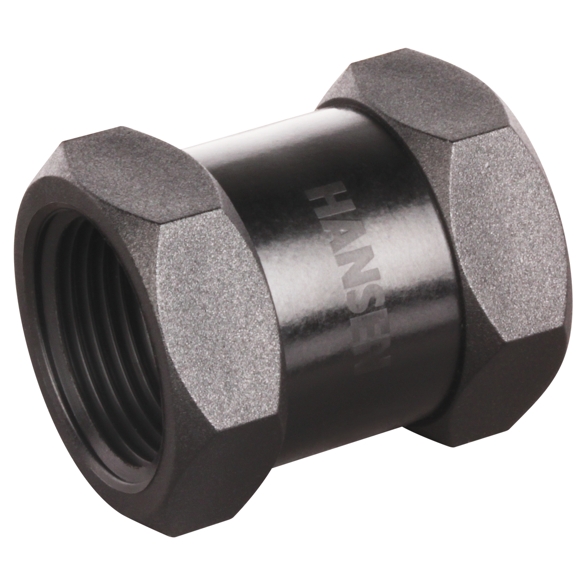 Black female BSPT hex socket threaded fitting