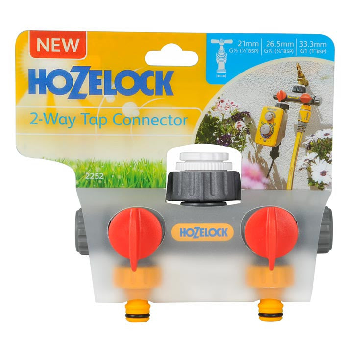 Hozelock 2252 two-way tap connector with two independently controlled outlets