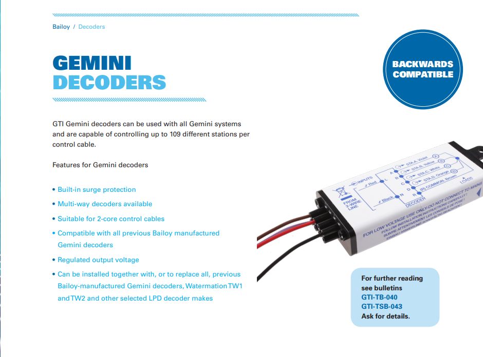 Bailoy Gemini Two Wire 4 Station Decoder