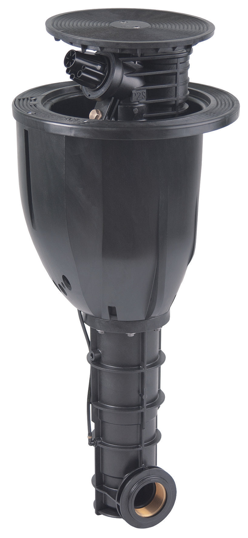 Perrot VP3 VAC valve-in-head sprinkler body with raised head and side inlet; cap configuration may differ