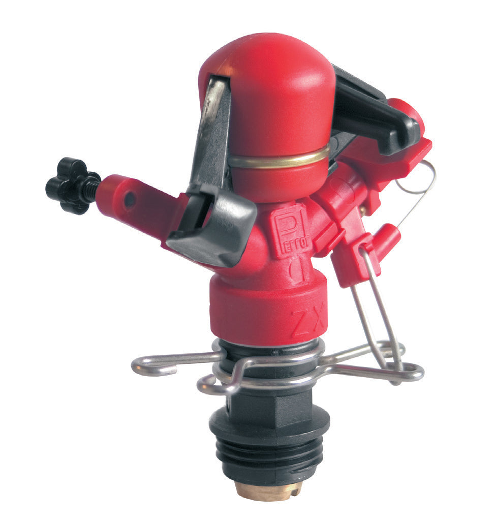 Perrot ZX 30 WR impact sprinkler with red protection cap and male inlet