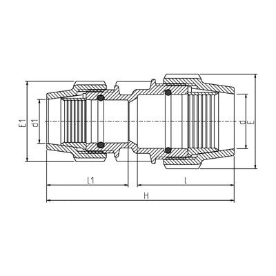 PLASSON 0711H reducing coupler technical drawing