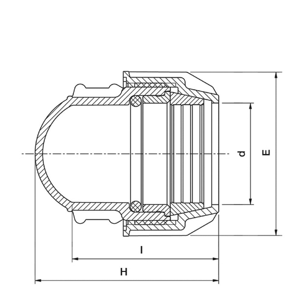 Plasson Agri-Fit Silver Line end cap dimensional drawing