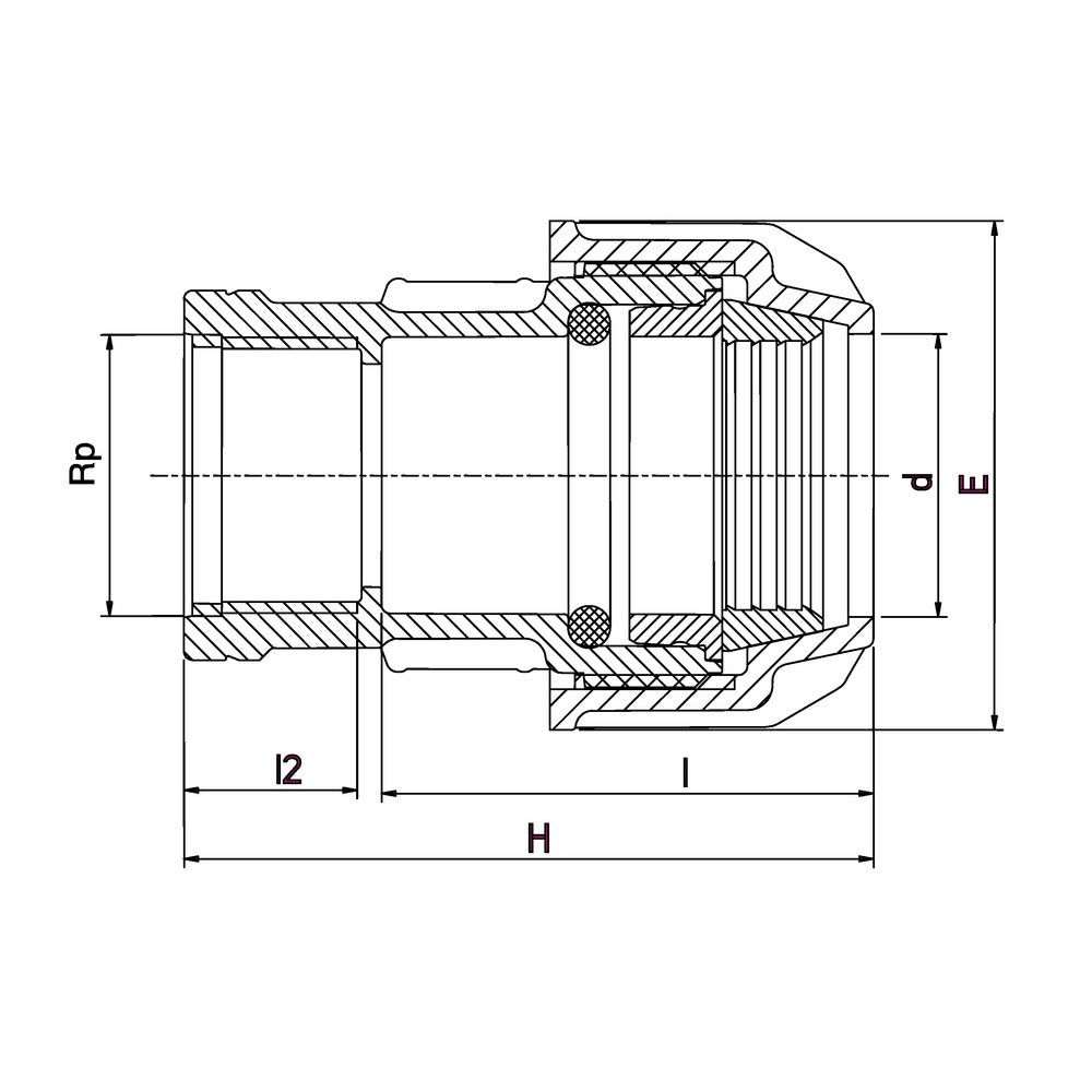 Plasson Agri-Fit Silver Line female threaded adaptor dimensional drawing