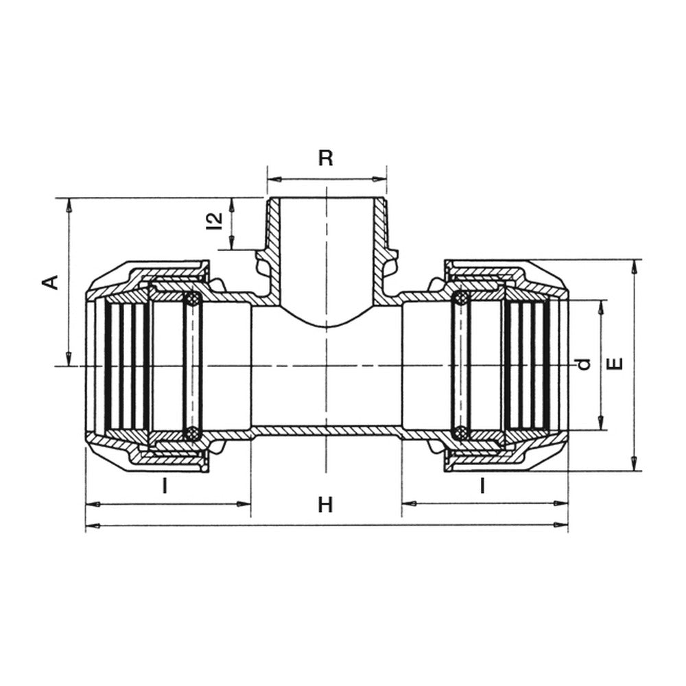 Plasson Agri-Fit Silver Line male threaded tee dimensional drawing