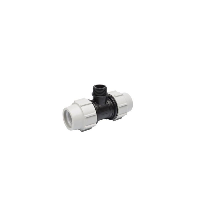 Plasson tee with male threaded outlet for PE pipe
