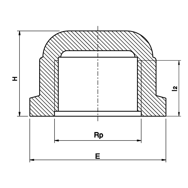 PLASSON threaded cap technical drawing