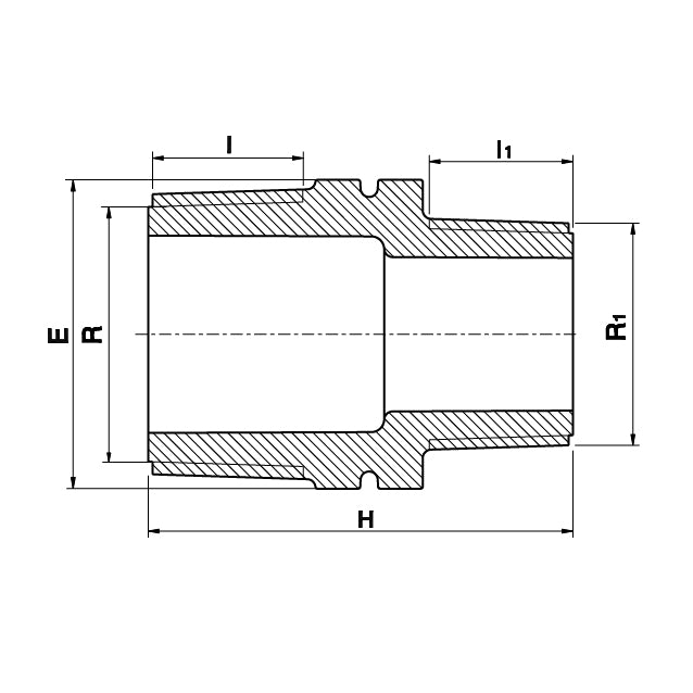 PLASSON threaded reducing nipple technical drawing