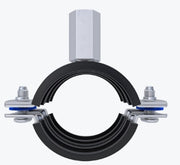 Rubber-lined pipe clamp with M8/M10 combi nut