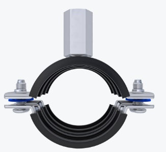 Rubber-lined pipe clamp with M8/M10 combi nut