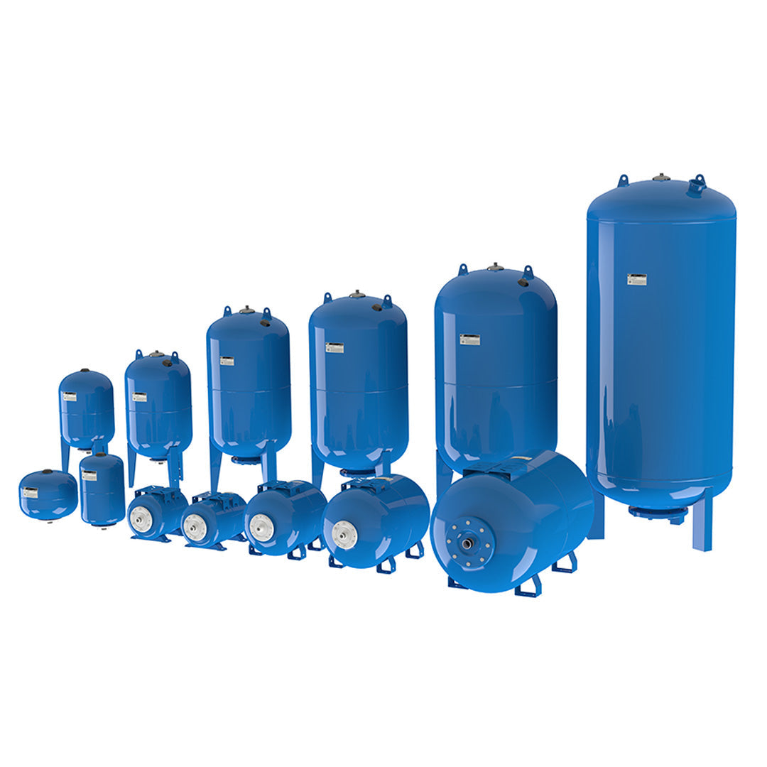 Zilmet UltraPro blue pressure vessel range in vertical and horizontal configurations